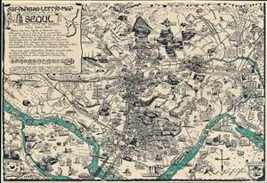 1958 'Lefty' Burgess Pictorial Map of Seoul, Korea