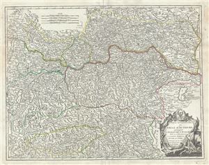 1752 Vaugondy Map of the Northern Part of Austria