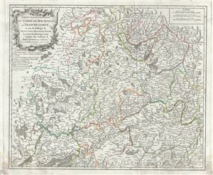 1749 Vaugondy Map of Northern Franche-Comte, France (Burgundy Wine Region)