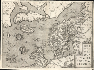 1570 / 1601 Ortelius Map of the North Atlantic / Arctic: Scandinavia, Britain, Greenland