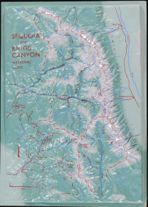 1968 National Park Service Raised Relief Map of Sequoia and Kings Canyon National Parks