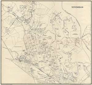1933 Printers Limited Map of Seremban, Malaysia
