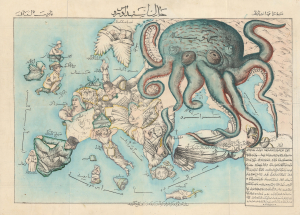1880 Persian Variant on Fred Rose's Serio Comic Map of Europe (Octopus Map)