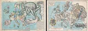1880 Pair of Serio-Comic Maps in Persian (Rose and Kordig)