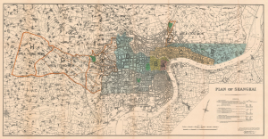 1928 Kelly and Walsh Map of Shanghai w/ development of Concessions