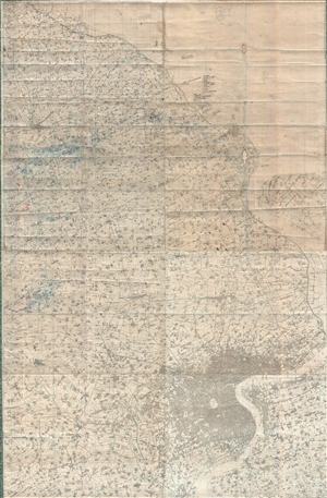 1937 Japanese Field Commander's Map of the Battle of Shanghai, China