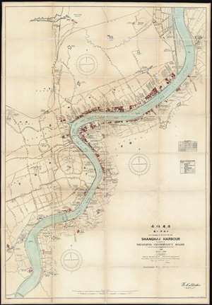 1927 Y. Utne Wall Map of Shangahi Harbor, China