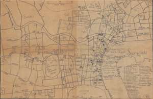 1919 Kelly and Walsh Manuscript Draft Map of Shanghai