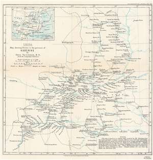1918 Teichman Map of Shaanxi (Shansi), China