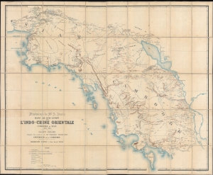 1885 Pavie Map of Southern Thailand and Cambodia - First Mission Pavie