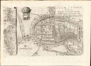 1689 Coronelli Map of Ayutthaya, Siam (Thailand)