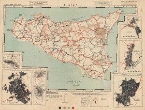 1943 Allied Force Headquarters Road Map of Sicily