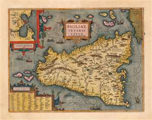 1608 Vrients Edition of Ortelius' Map of Ancient Sicily