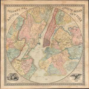 1849 Sidney Map of the Twelve Miles Around New York City
