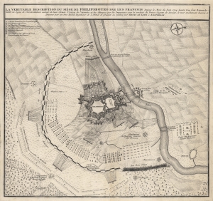 1734 Hendrik de Leth Battle Plan or Map of the Siege of Philippsburg, Germany