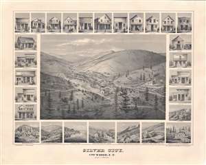 1866 Grafton Brown Bird's-Eye View Map of Silver City, Ohwyee, Idaho Territory