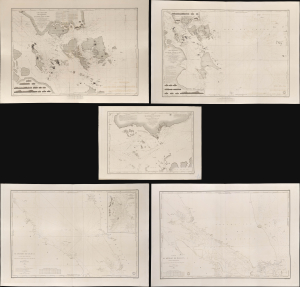 1845 Depot de Marine Set of 5 Maps / Charts of Singapore and Malacca