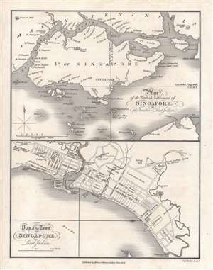 1828 Jackson / Crawfurd Map of Singapore - first map of Singapore!