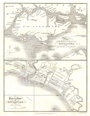 1828 Jackson / Crawfurd Map of Singapore - first map of Singapore!