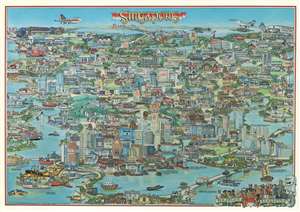 1990 Rheault Pictorial Map of Singapore