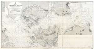1927 Admiralty Nautical Chart or Maritime Map of the Singapore Strait