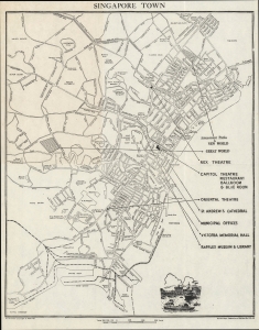 1949 Survey Department of Malaya City Plan of Singapore