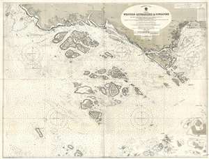 1923 Admiralty Chart or Map of Singapore City and Western Approaches