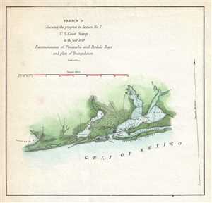 1849 U.S. Coast Survey Chart or Map of Pensacola and Perdido Bays, Florida