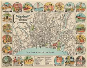 1945 Billings and Arnaud City Plan or Map of Nice, France