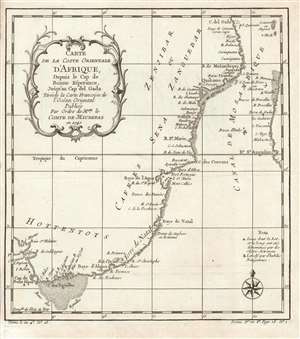 1780 Bellin Map of South Africa and Mozambique