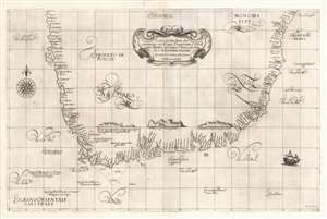 1647 Dudley Chart or Nautical Map of South Africa