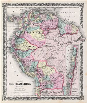 1858 Colton Map of South America