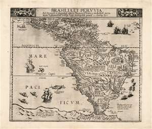 1593 De Jode Map of South America and the Caribbean
