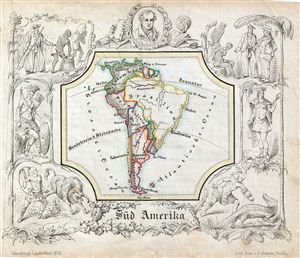 1846 Lowenberg Whimsical Map of South America