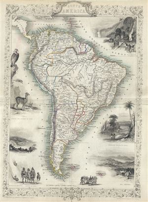 1850 Tallis Map of South America