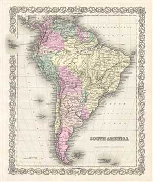 1856 Colton Map of South America