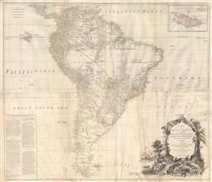 1795 D'Anville Wall Map of South America