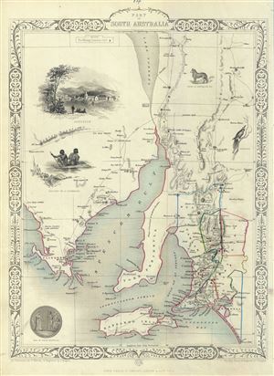 1851 Tallis and Rapkin Map of South Australia, Australia