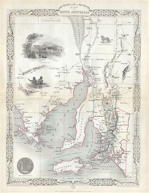 1851 Tallis and Rapkin Map of South Australia, Australia