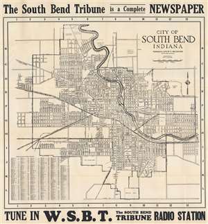 1931 Bruggner City Plan or Map of South Bend, Indiana