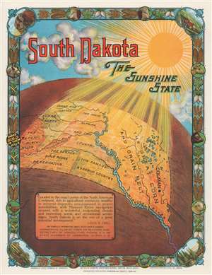 1929 Chambers and Dowling Pictorial Map of South Dakota
