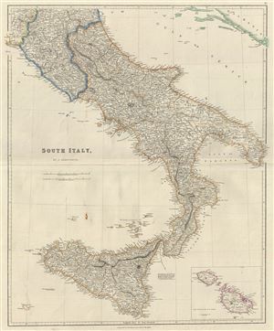 1842 Arrowsmith Map of South Italy (Naples and Sicily)