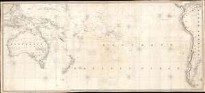 1825 Norie Nautical Chart or Map of the South Pacific w/Whaling Annotations