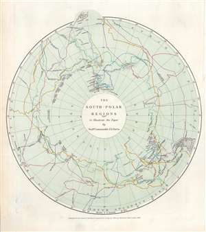 1869 Murray Map of Antarctic / South Pole Explorations