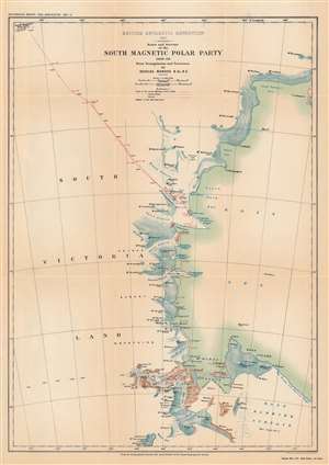 1909 Mawson Map of the Northern Branch of the British Antarctic Expedition