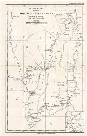 1900 Amundsen Map of Sichuan and Yunnan Provinces, China