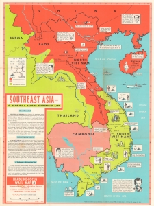 1965 Civic Education Service Map of Southeast Asia During the Vietnam War