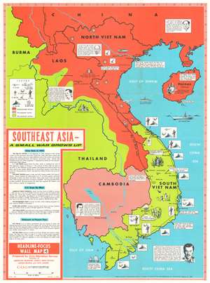 1965 Civic Education Service Map of Southeast Asia During the Vietnam War