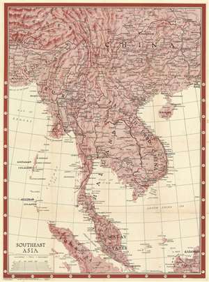 1944 Morale Services Division Newsmap Map of Southeast Asia