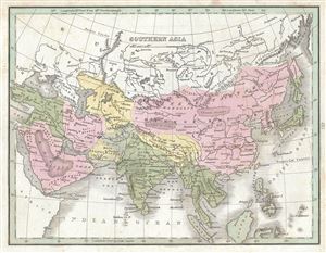 1835 Bradford Map of Southern Asia (Arabia, China, India, Korea, East Indies)